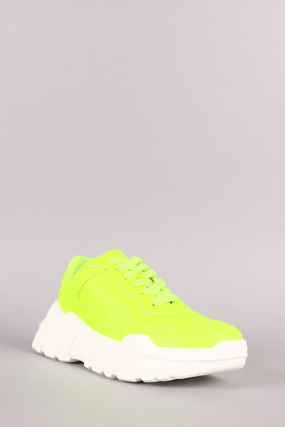 Round Toe Lace-Up Platform Sneaker