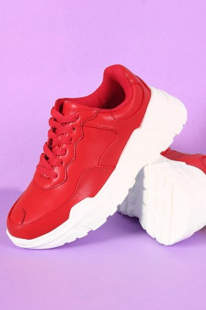 Round Toe Lace-Up Platform Sneaker