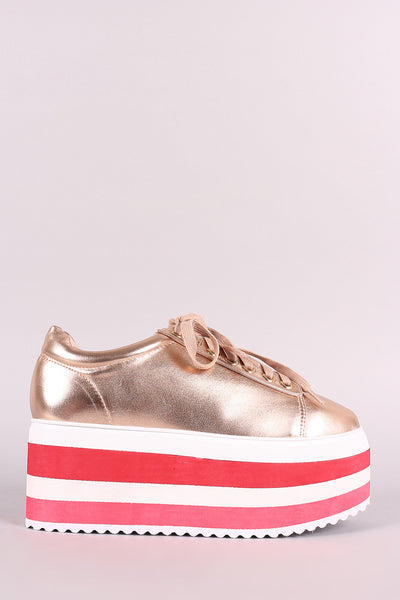 Liliana Round Toe Stripe Lace-Up Flatform Sneaker