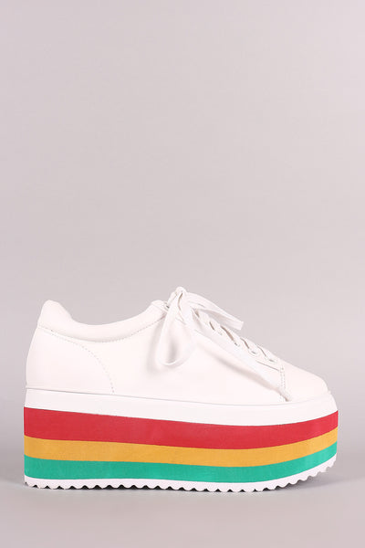 Liliana Round Toe Stripe Lace-Up Flatform Sneaker