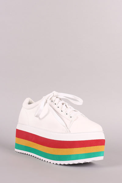 Liliana Round Toe Stripe Lace-Up Flatform Sneaker