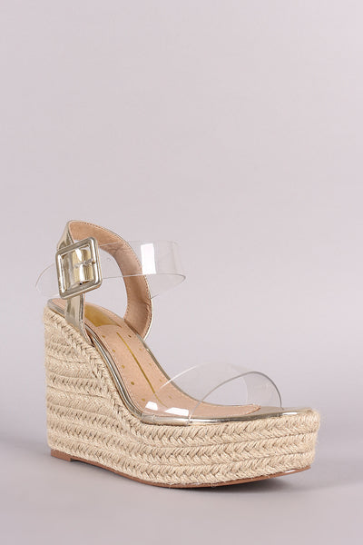 Clear Open Toe Espadrille Platform Wedge