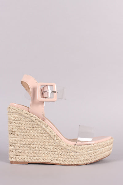 Clear Open Toe Espadrille Platform Wedge