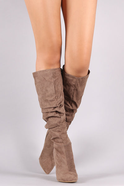 Pointy Toe Slouchy Stiletto Knee High Boots